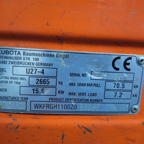 PLACA KUBOTA U27 4